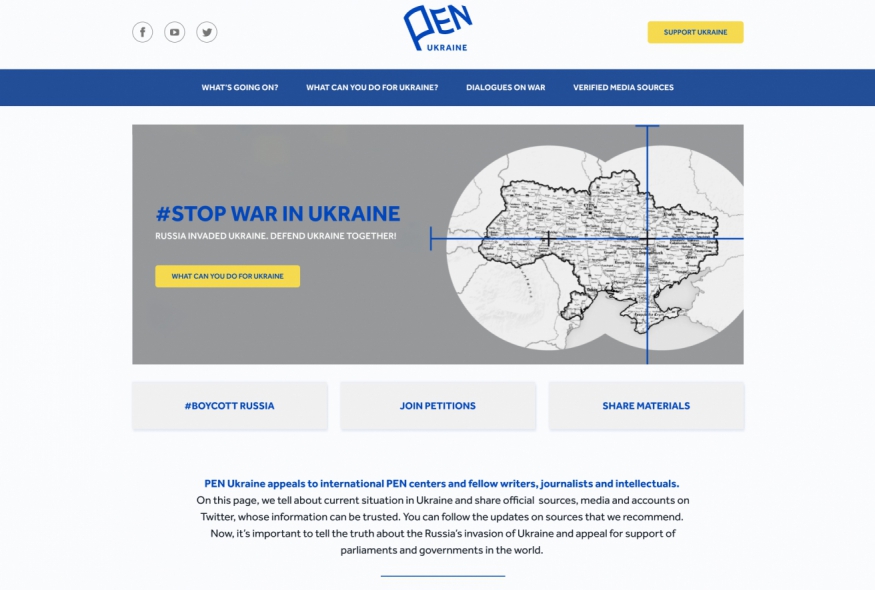 PEN launches page with latest news and materials on Russia's war against Ukraine