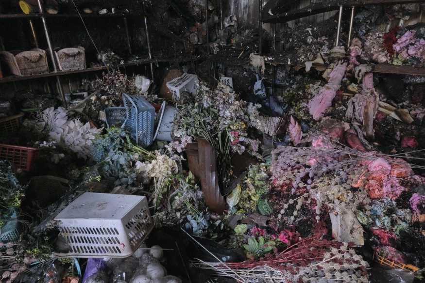 Vestiges of the Russian military remain in Bucha. Photograph: Óskar Hallgrímsson