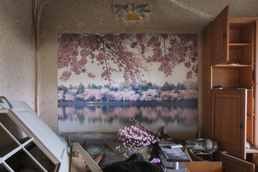 Vestiges of the Russian military remain in one of the apartment blocks in Bucha. Photograph: Óskar Hallgrímsson